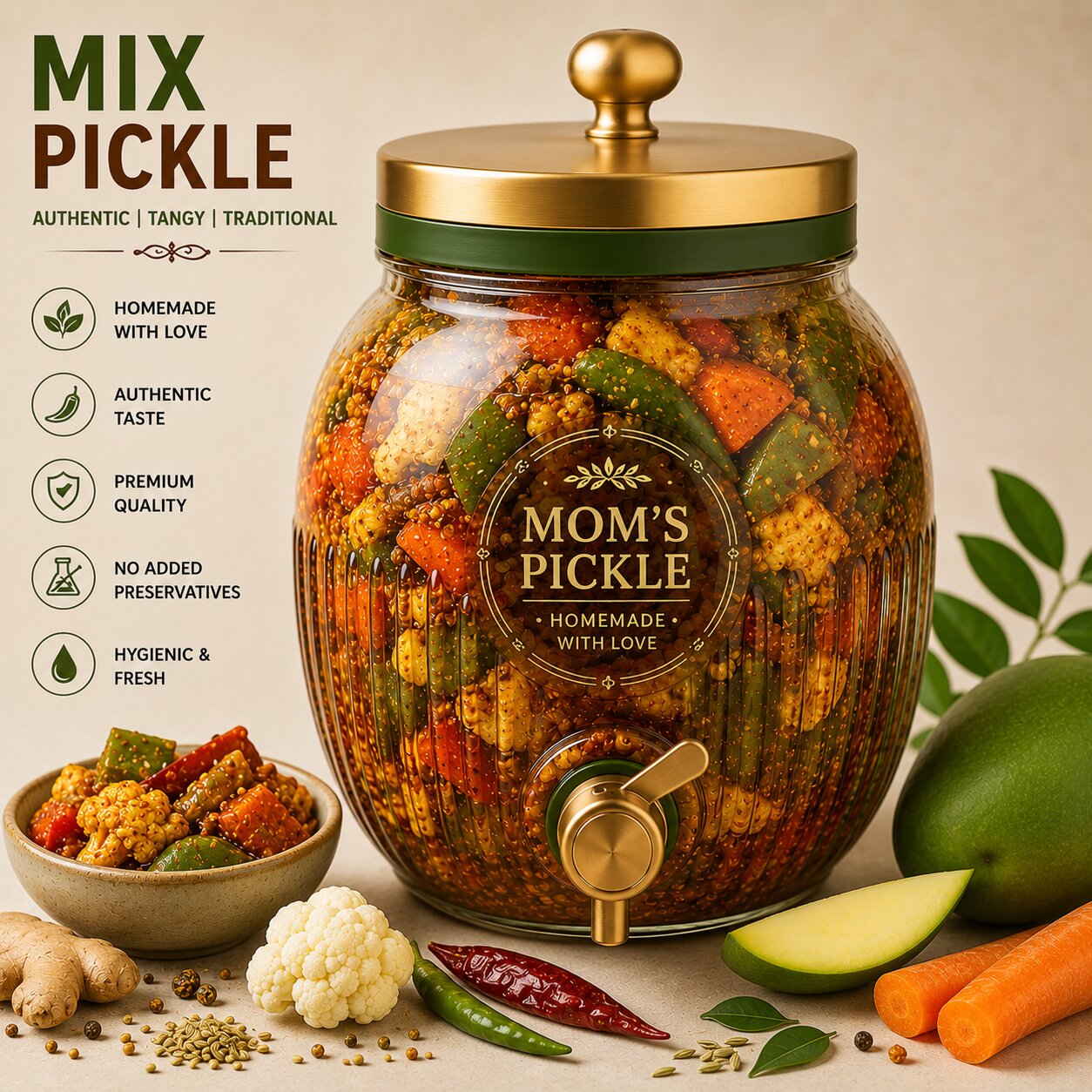 Homemade Mix Pickle by Mom's Pickle