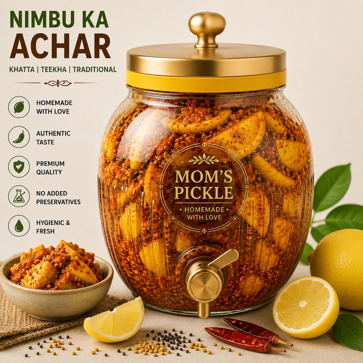 Homemade Lemon Pickle by Mom's Pickle