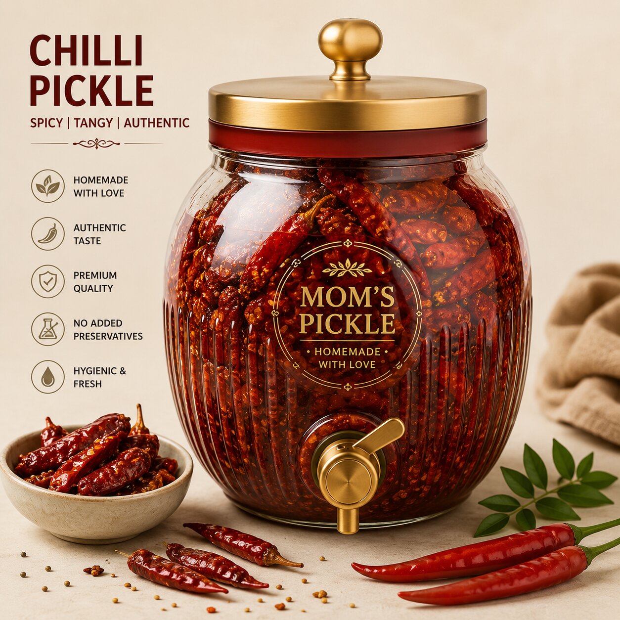 Homemade Red Chilli Pickle by Mom's Pickle