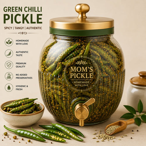 Homemade Green Chilli Pickle by Mom's Pickle